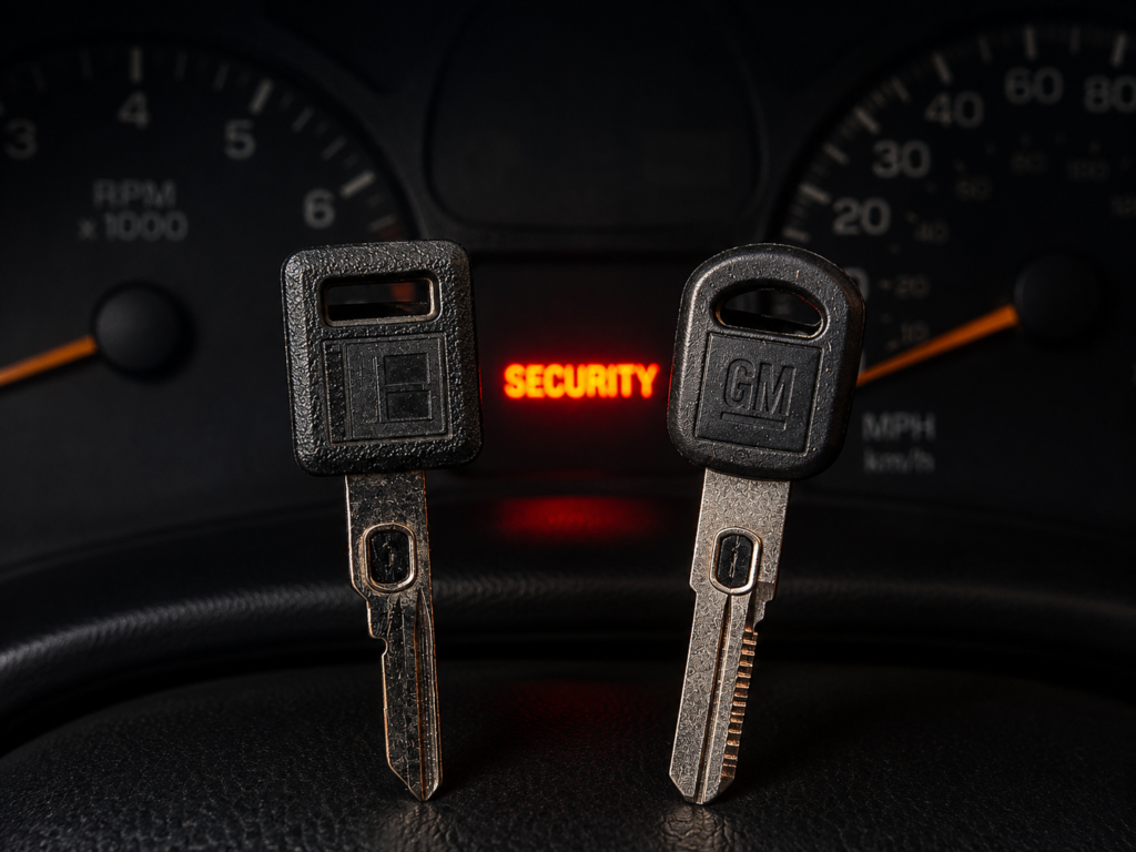 GM VATS bypass service with single-sided and double-sided resistor keys and security warning light